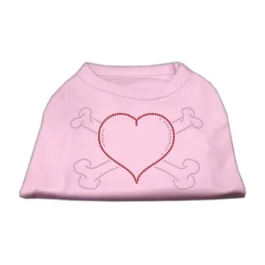 Heart and Crossbones Rhinestone Shirts Light Pink XXL (18)