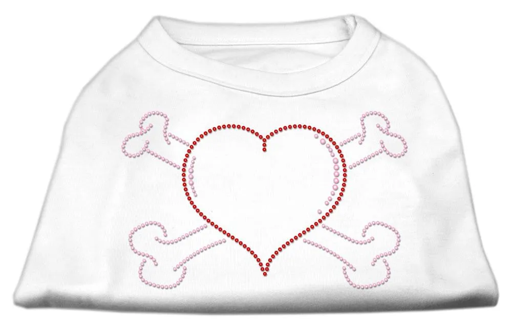 Heart and Crossbones Rhinestone Shirts White S (10)