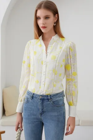 Jane Blouse/Top - White/Yellow