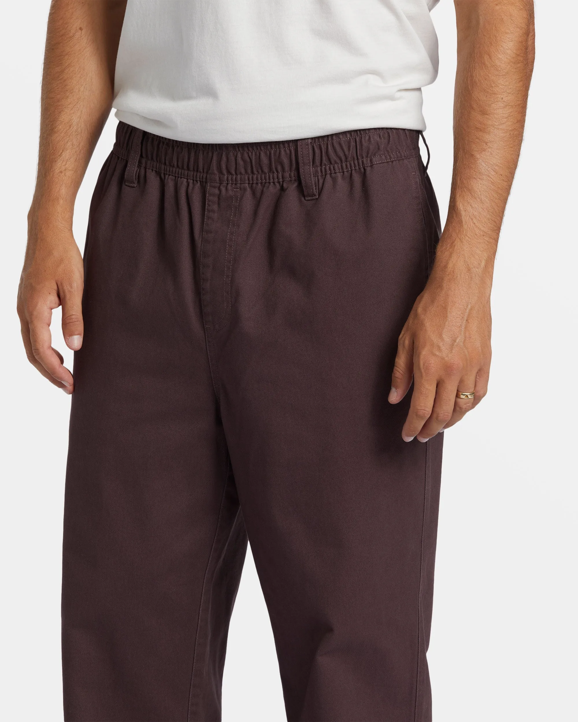 Larry Elastic Waist Pants - Plum