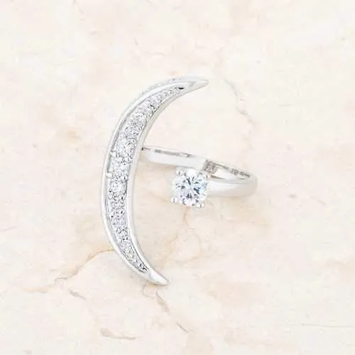 Luna .75ct CZ White Gold Rhodium Delicate Ring