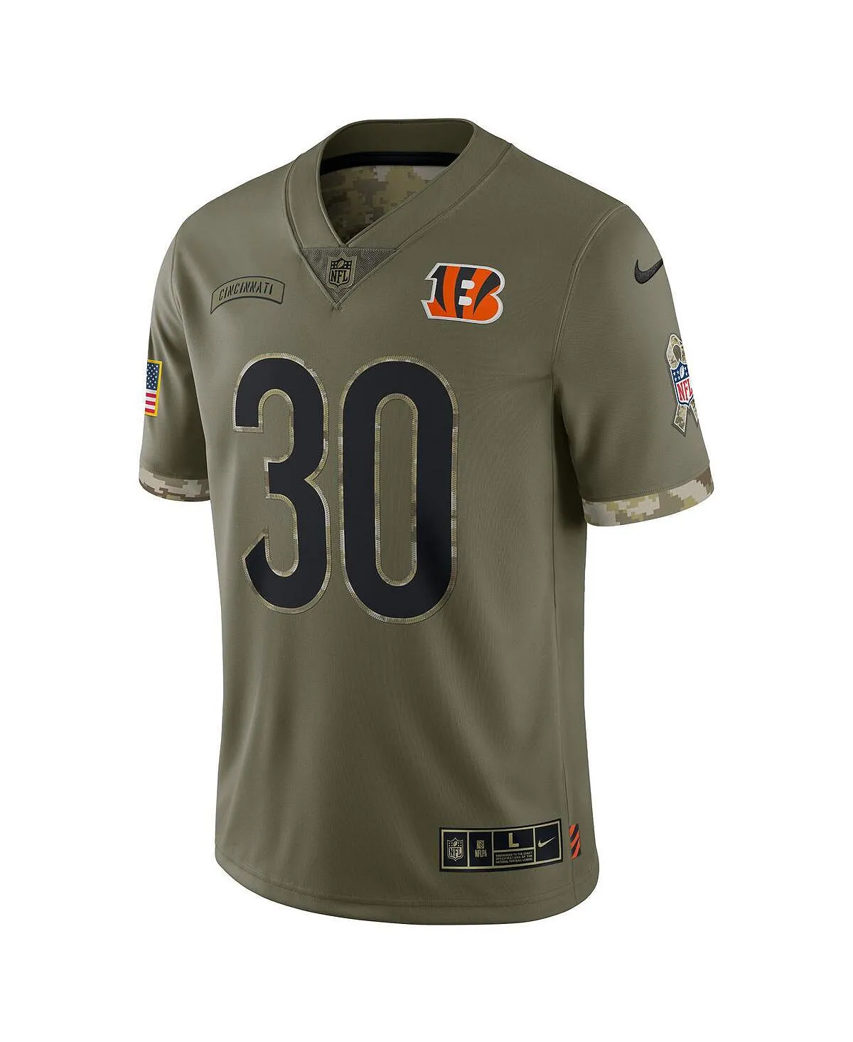 Men's t-shirt jessie bates iii olive cincinnati bengals 2022 salute to service limited jersey Nike