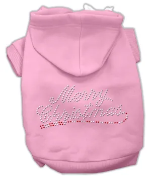 Merry Christmas Rhinestone Hoodies Pink S (10)