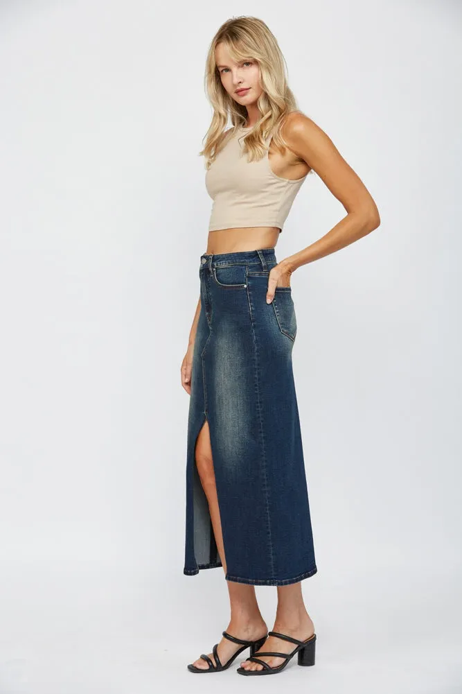 Midi Slit Skirt in Rafferty by Mica Denim