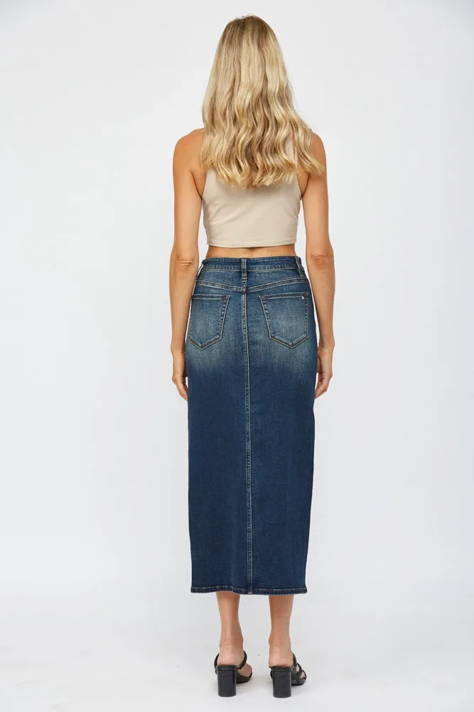 Midi Slit Skirt in Rafferty by Mica Denim