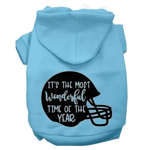 Most Wonderful Time Of The Year (football) Screen Print Dog Hoodie Baby Blue S