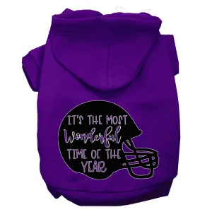 Most Wonderful Time Of The Year (football) Screen Print Dog Hoodie Purple S