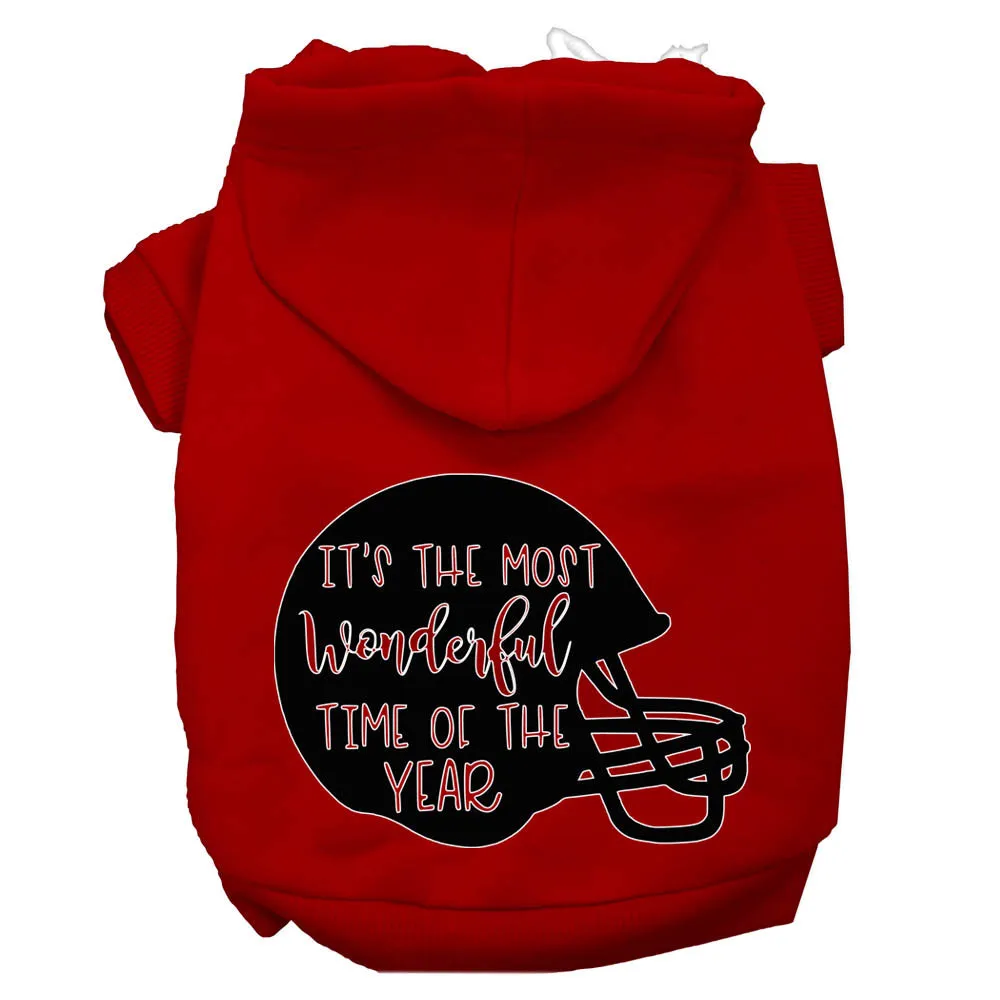 Most Wonderful Time Of The Year (football) Screen Print Dog Hoodie Red L