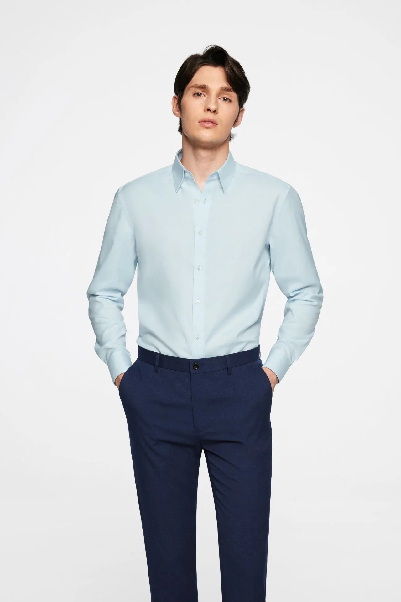 Non-Iron Cotton Spandex Oxford Dress Shirt