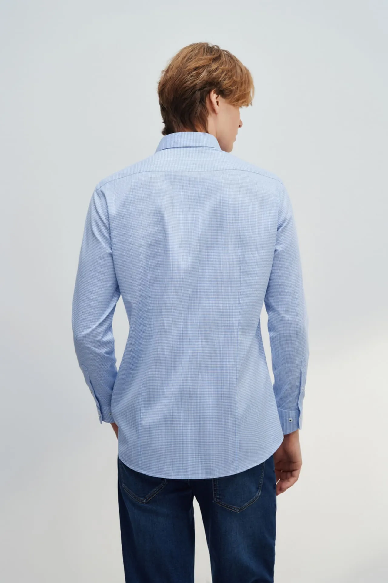 Non-Iron Cotton Stretch Smart Fit Check Shirt