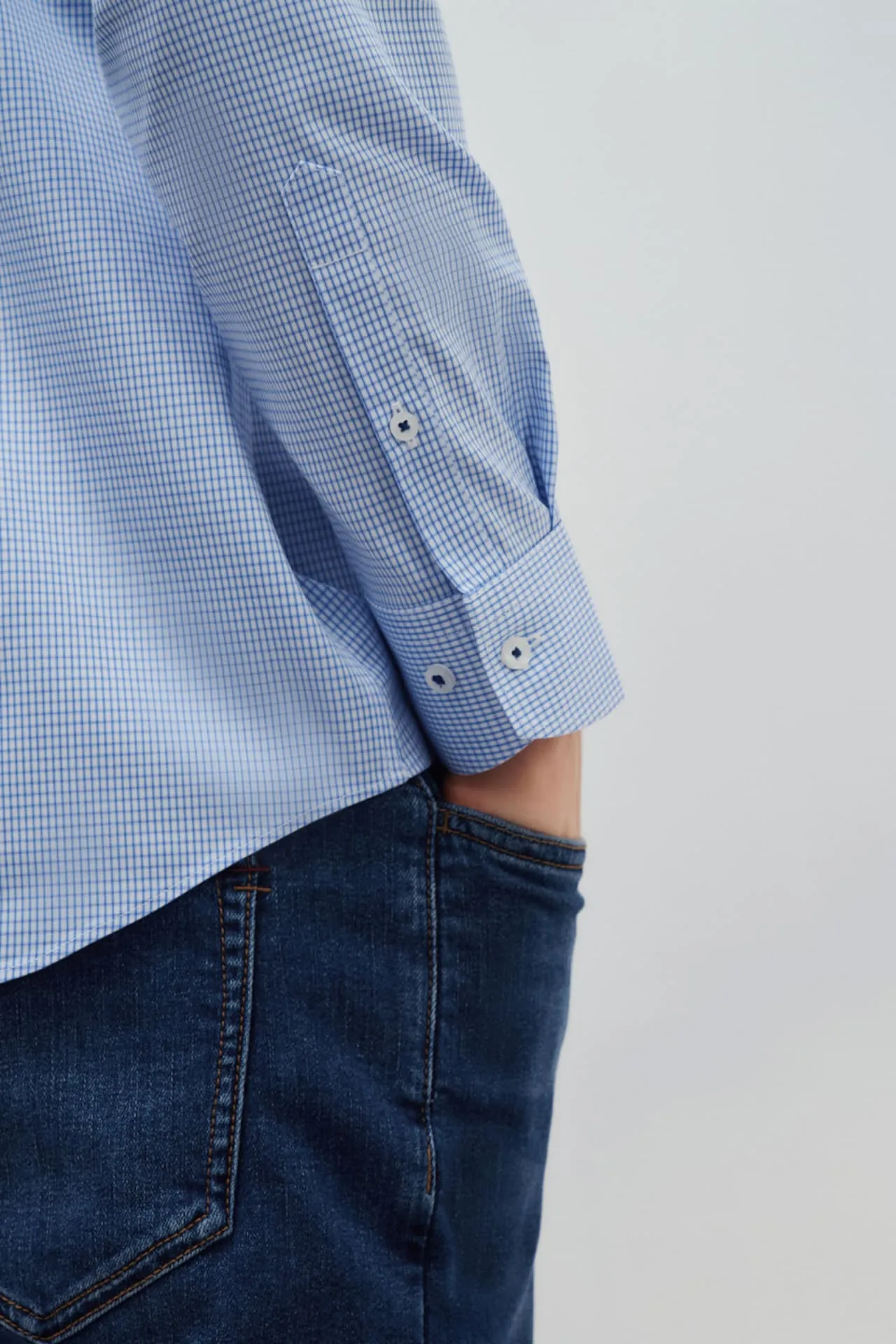 Non-Iron Cotton Stretch Smart Fit Check Shirt