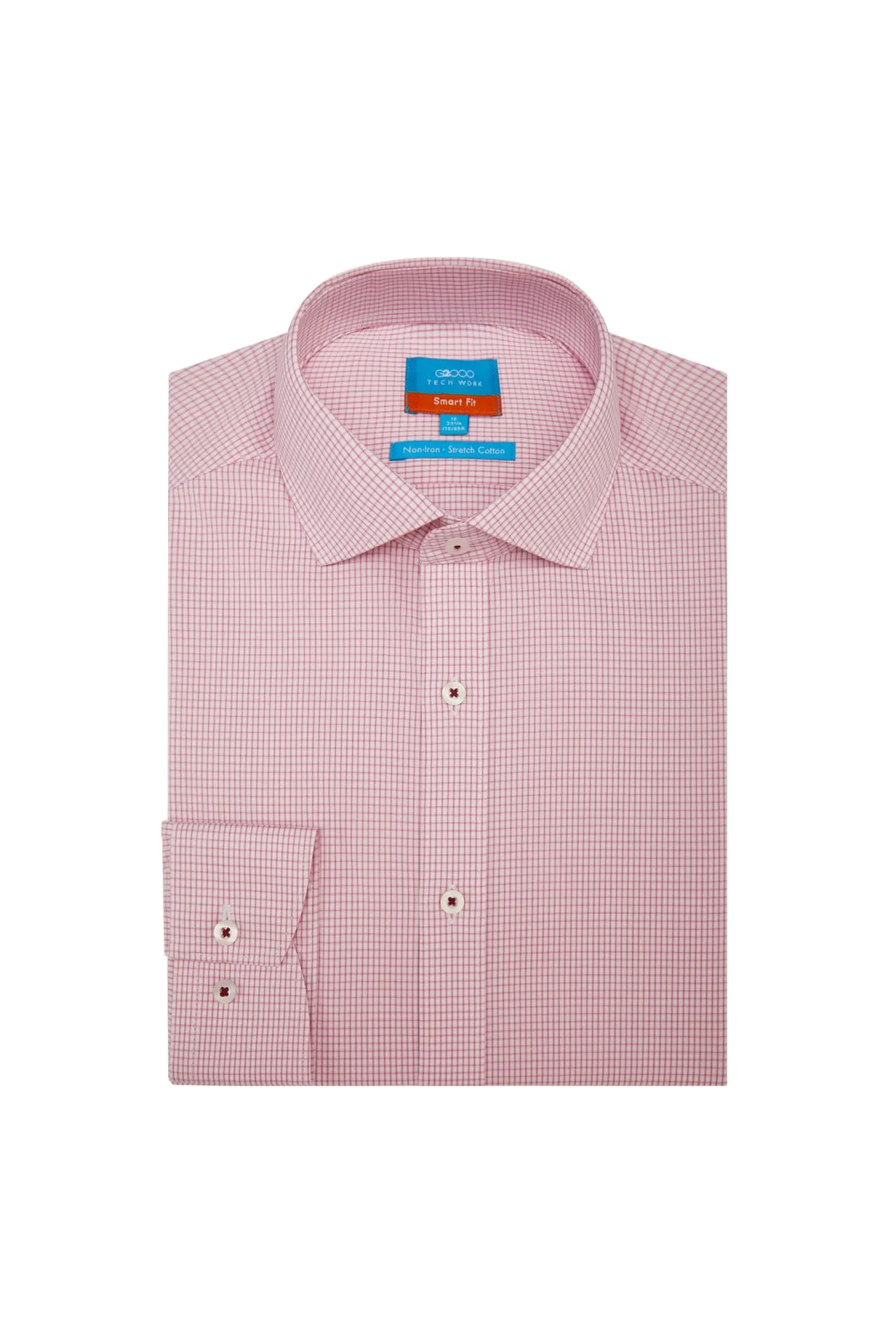 Non-Iron Cotton Stretch Smart Fit Check Shirt