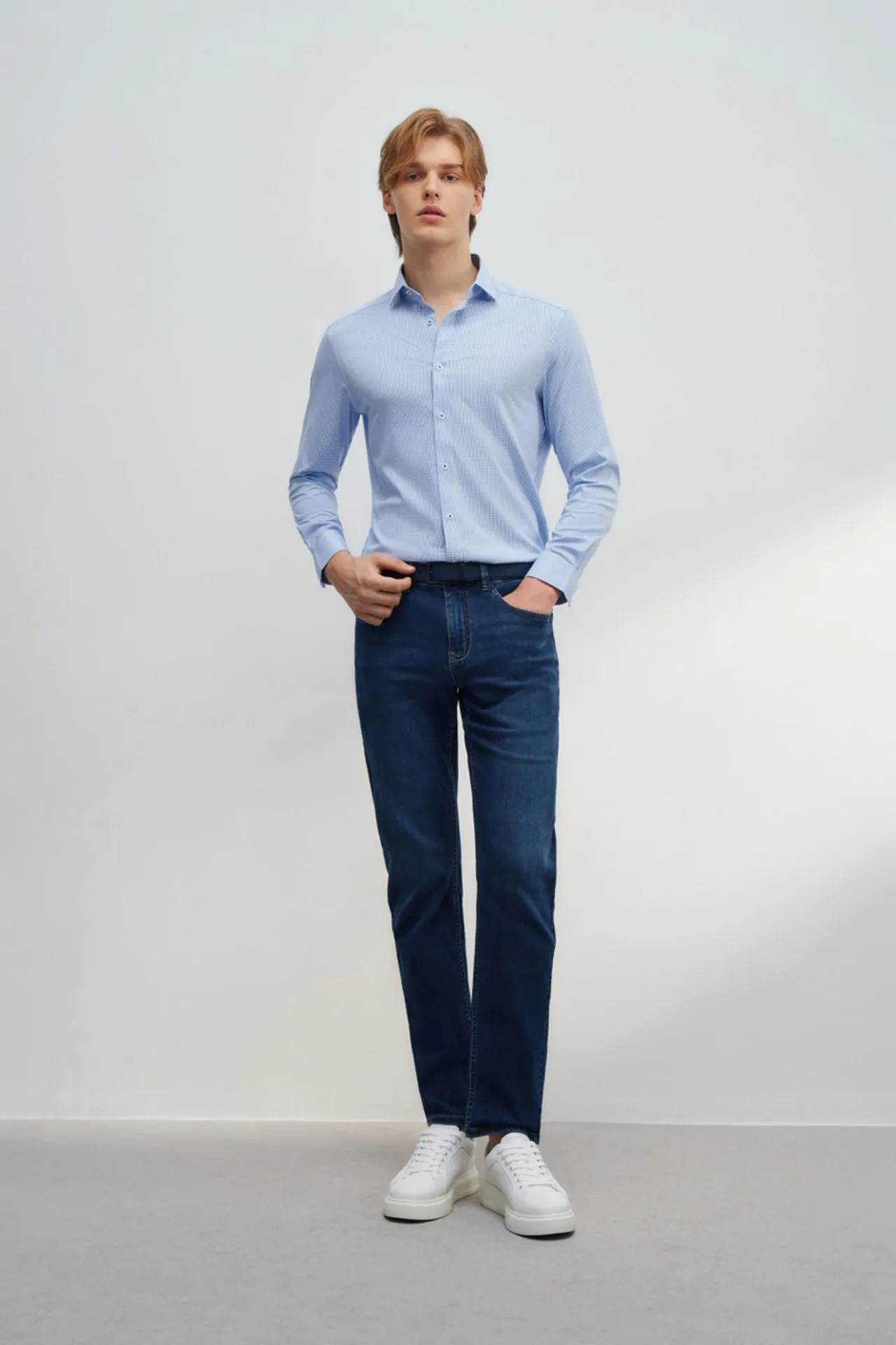 Non-Iron Cotton Stretch Smart Fit Check Shirt