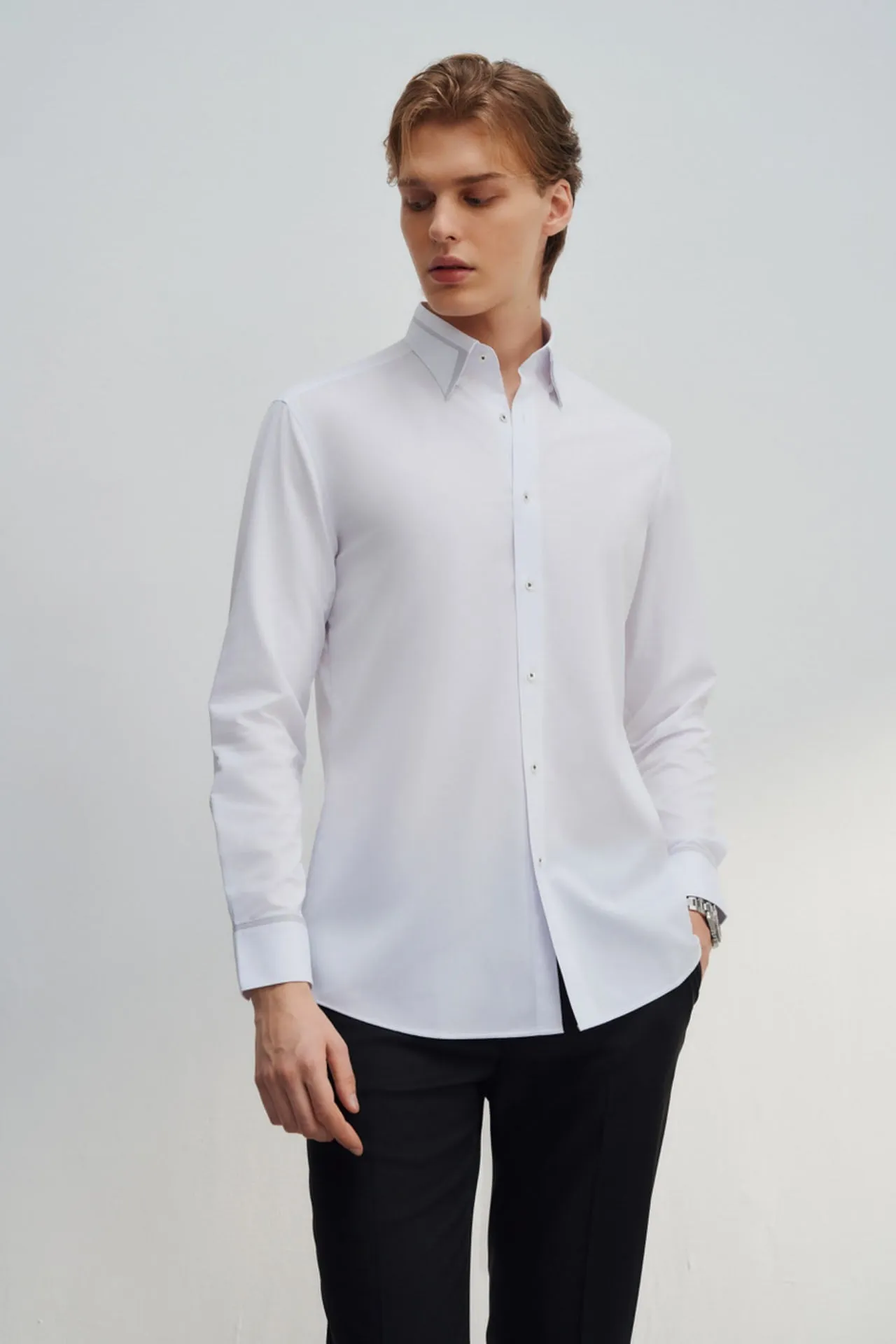 Non-Iron Dry Stretch Smart Fit Twill Shirt Design Detail Collar