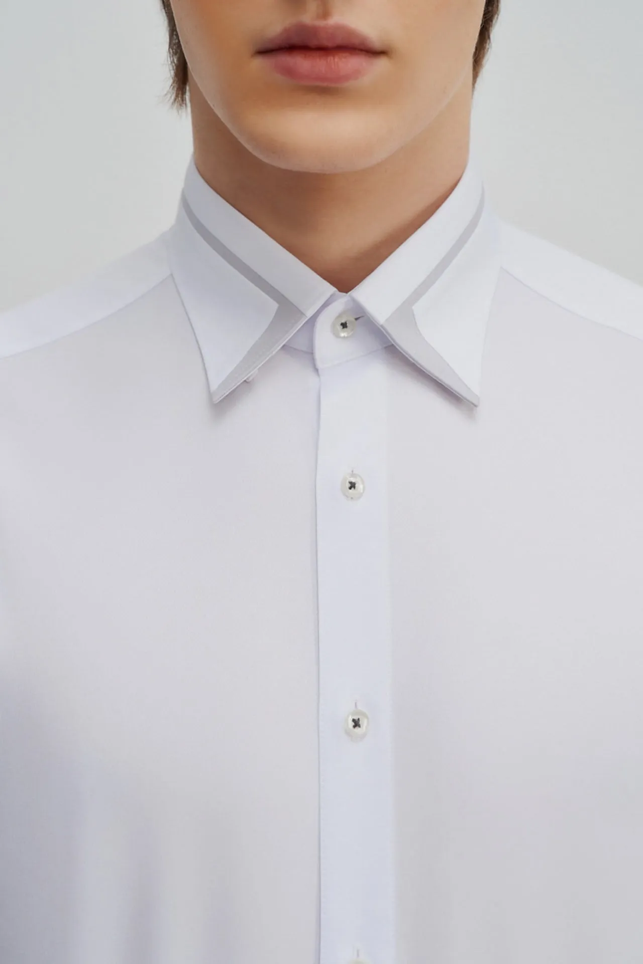 Non-Iron Dry Stretch Smart Fit Twill Shirt Design Detail Collar