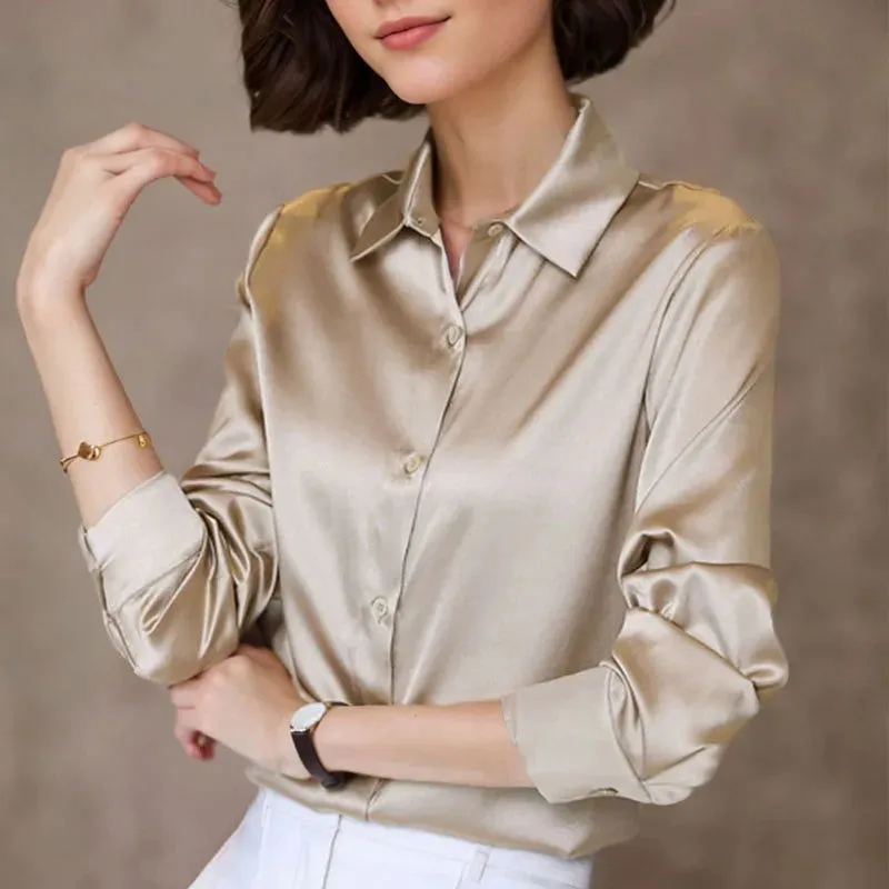 Professional Button Front Soft Satin Shirts