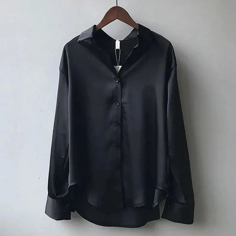 Professional Button Front Soft Satin Shirts