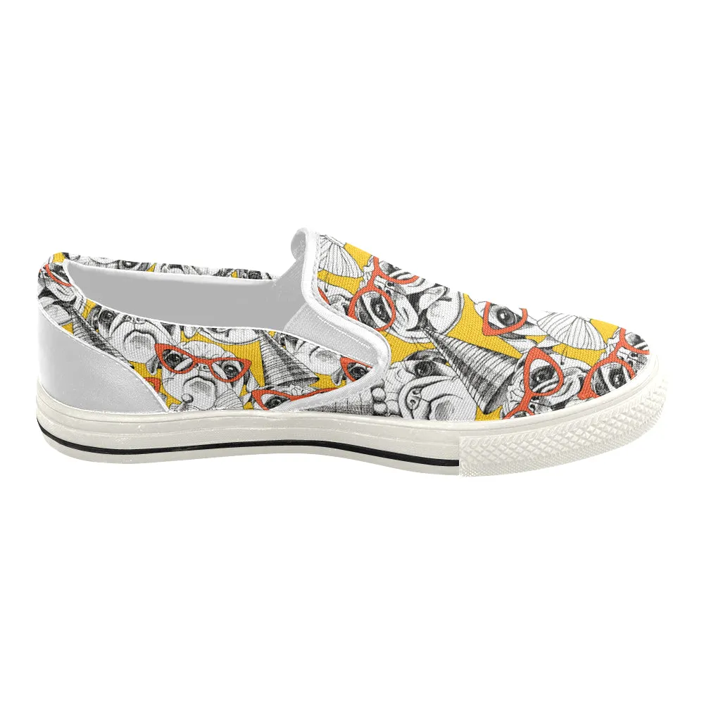 Pug Glasses Party Women's Slip-on Canvas Shoes