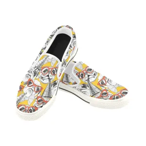 Pug Glasses Party Women's Slip-on Canvas Shoes