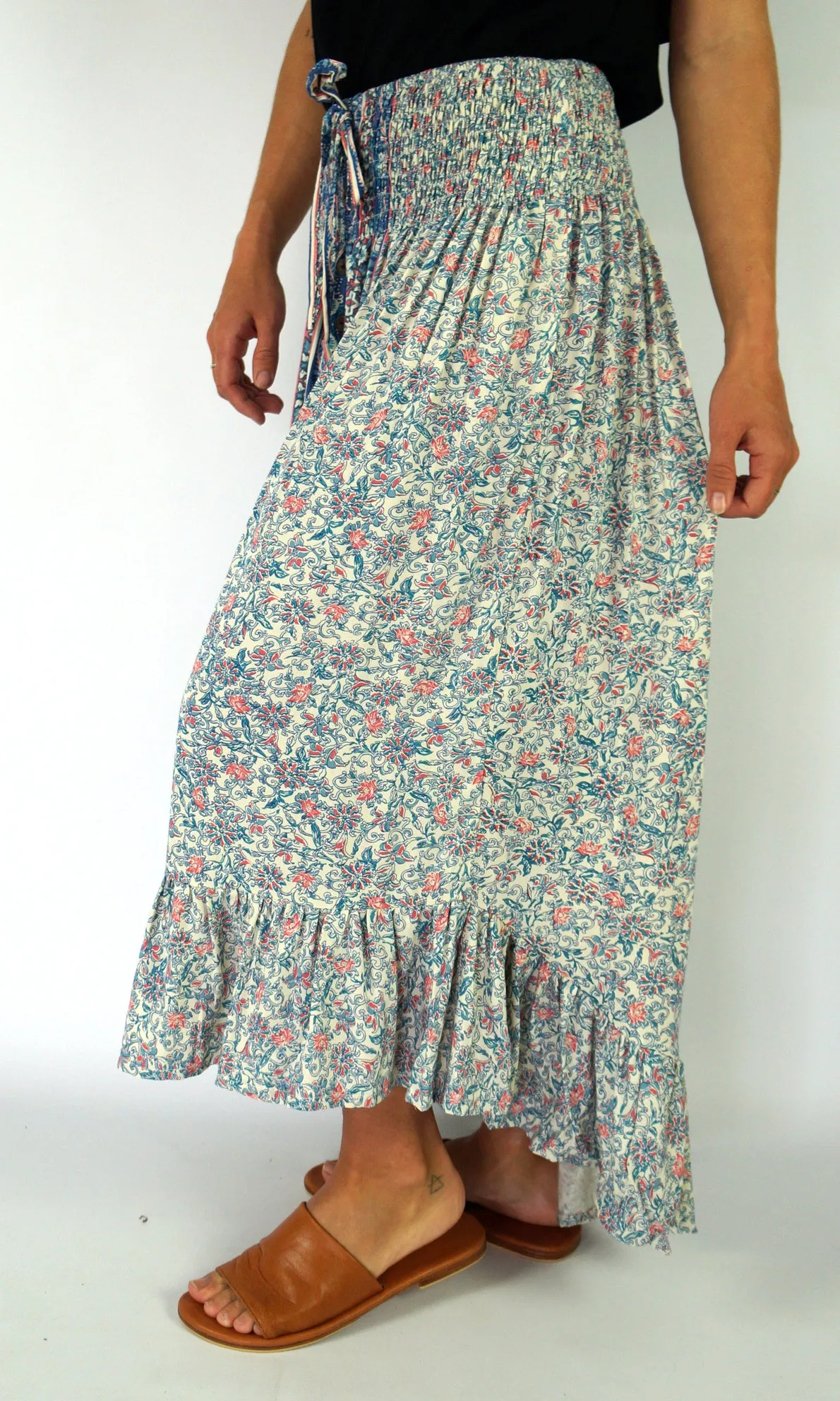 Rayon Skirt Tangelo Madras, More Colours