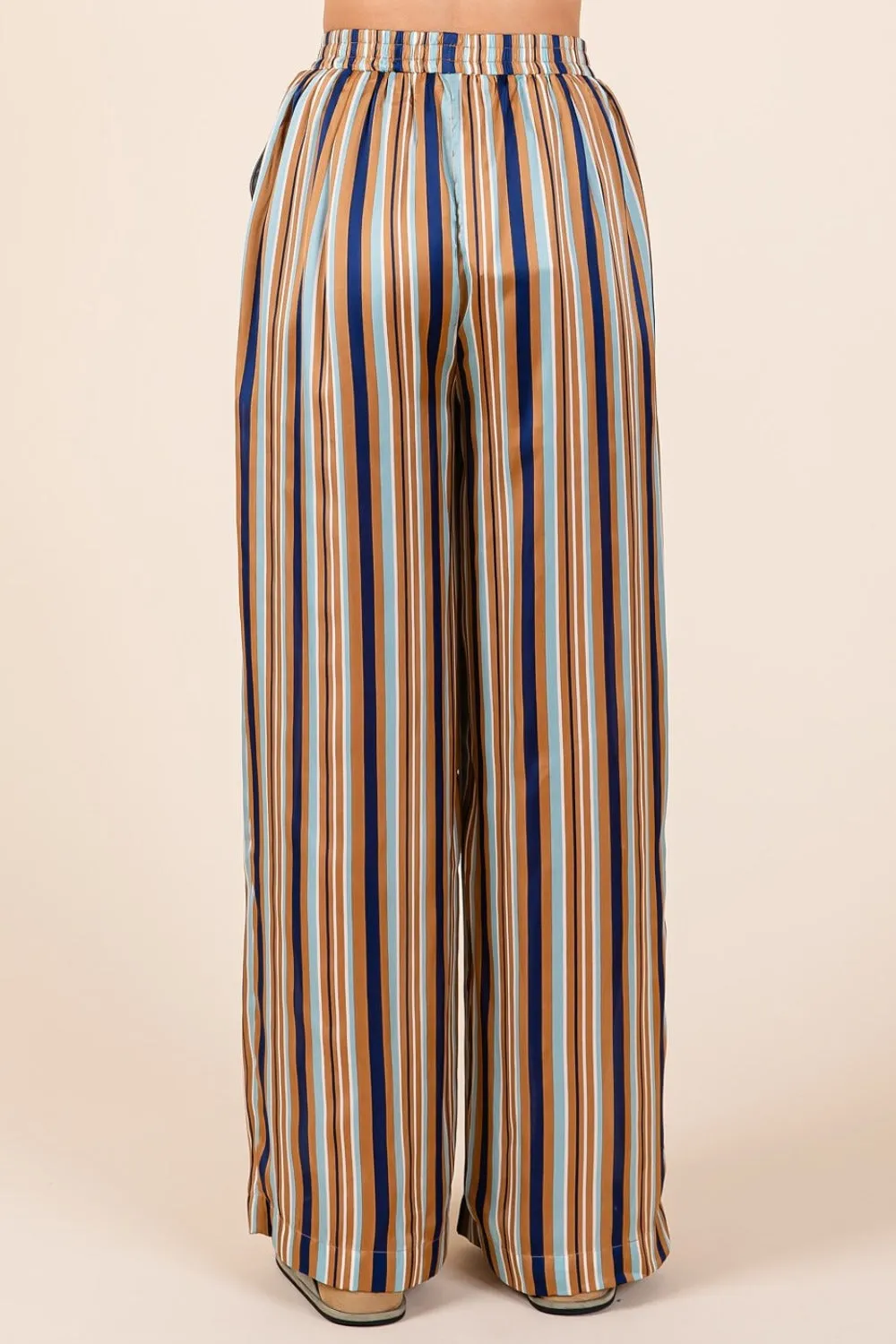 Satin Elastic Waist Wide Leg Resort Pants