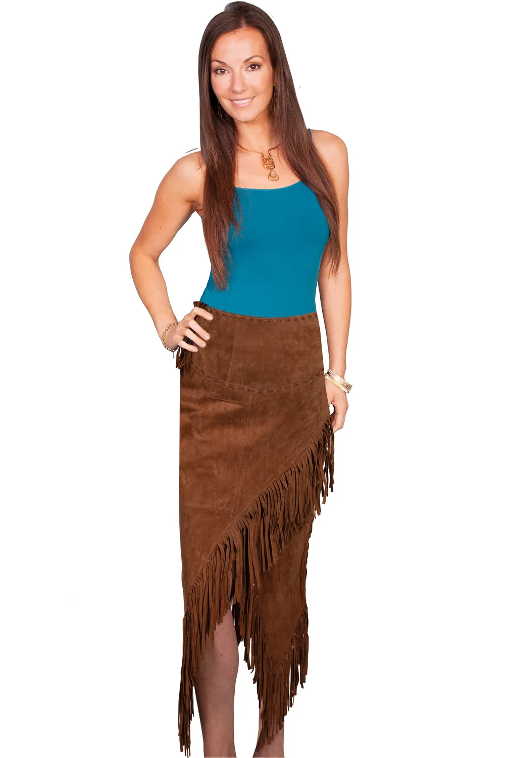 Scully Womens Cinnamon Suede Long Skirt XS