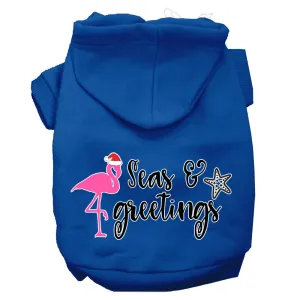 Seas And Greetings Screen Print Dog Hoodie Blue L