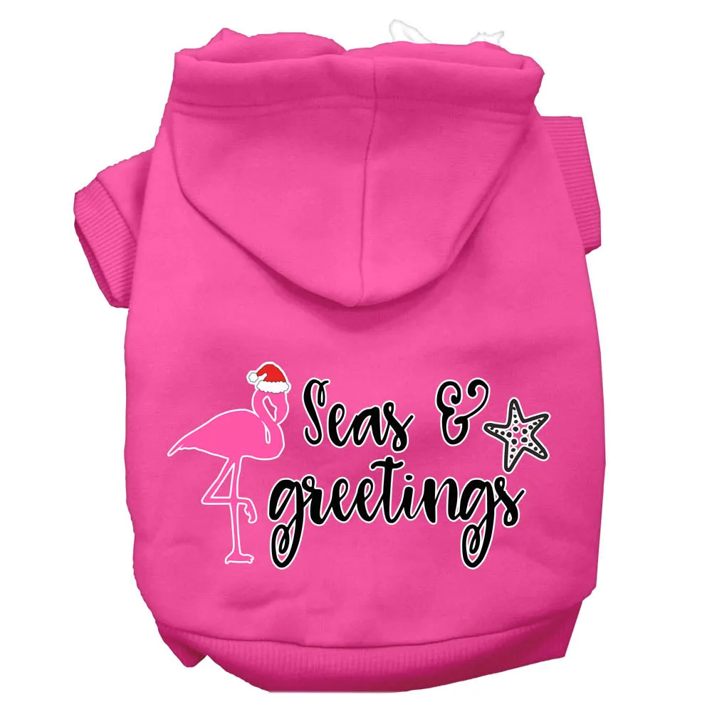 Seas And Greetings Screen Print Dog Hoodie Bright Pink S