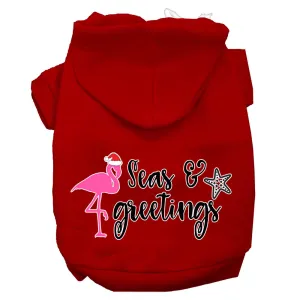 Seas And Greetings Screen Print Dog Hoodie Red L