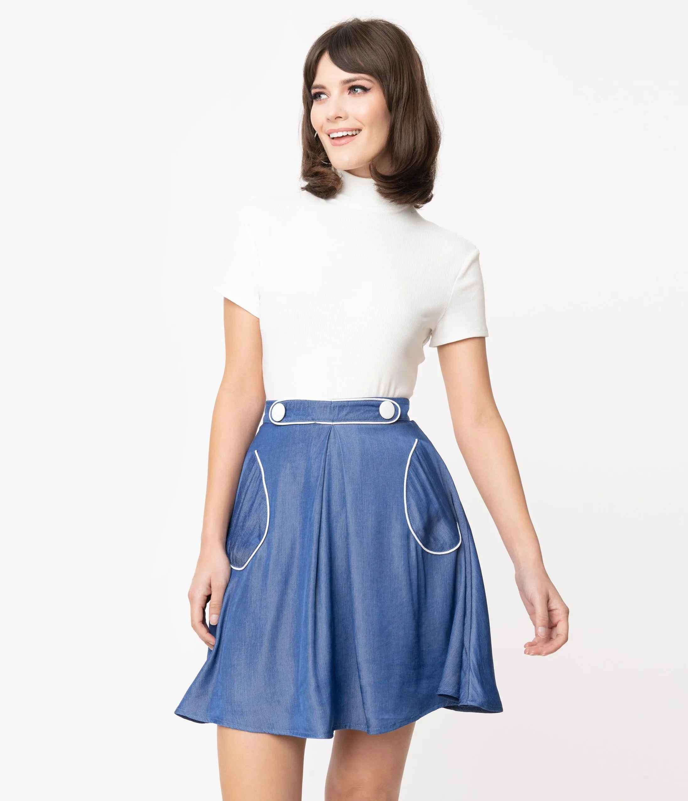 Smak Parlour 1960s Chambray Sitting Pretty Skirt