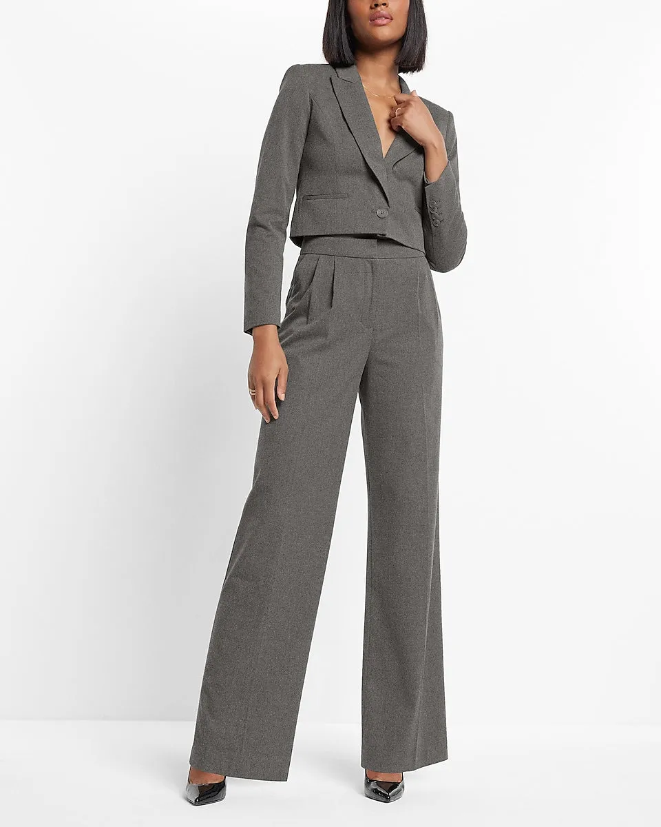 Super High Waisted Double Pleated Wide Leg Pant in Heather Gray