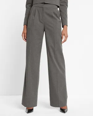 Super High Waisted Double Pleated Wide Leg Pant in Heather Gray