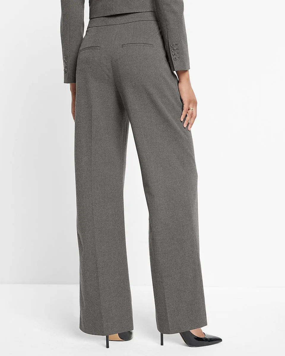 Super High Waisted Double Pleated Wide Leg Pant in Heather Gray