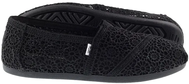 Toms Shoes Womens Moroccan Crochet Alpargata Black