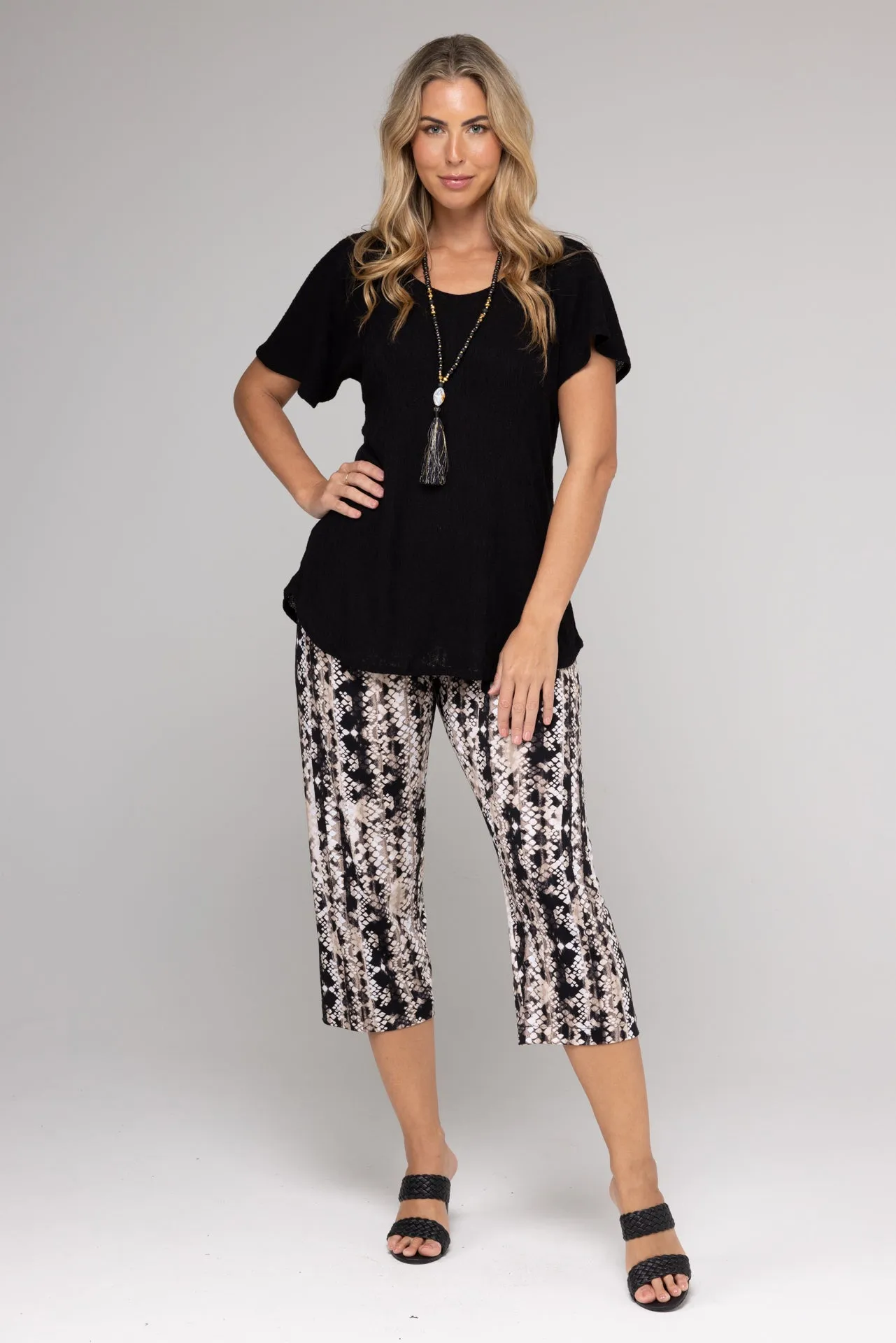 Tribal Print 3/4 Jersey Palazzo Pants