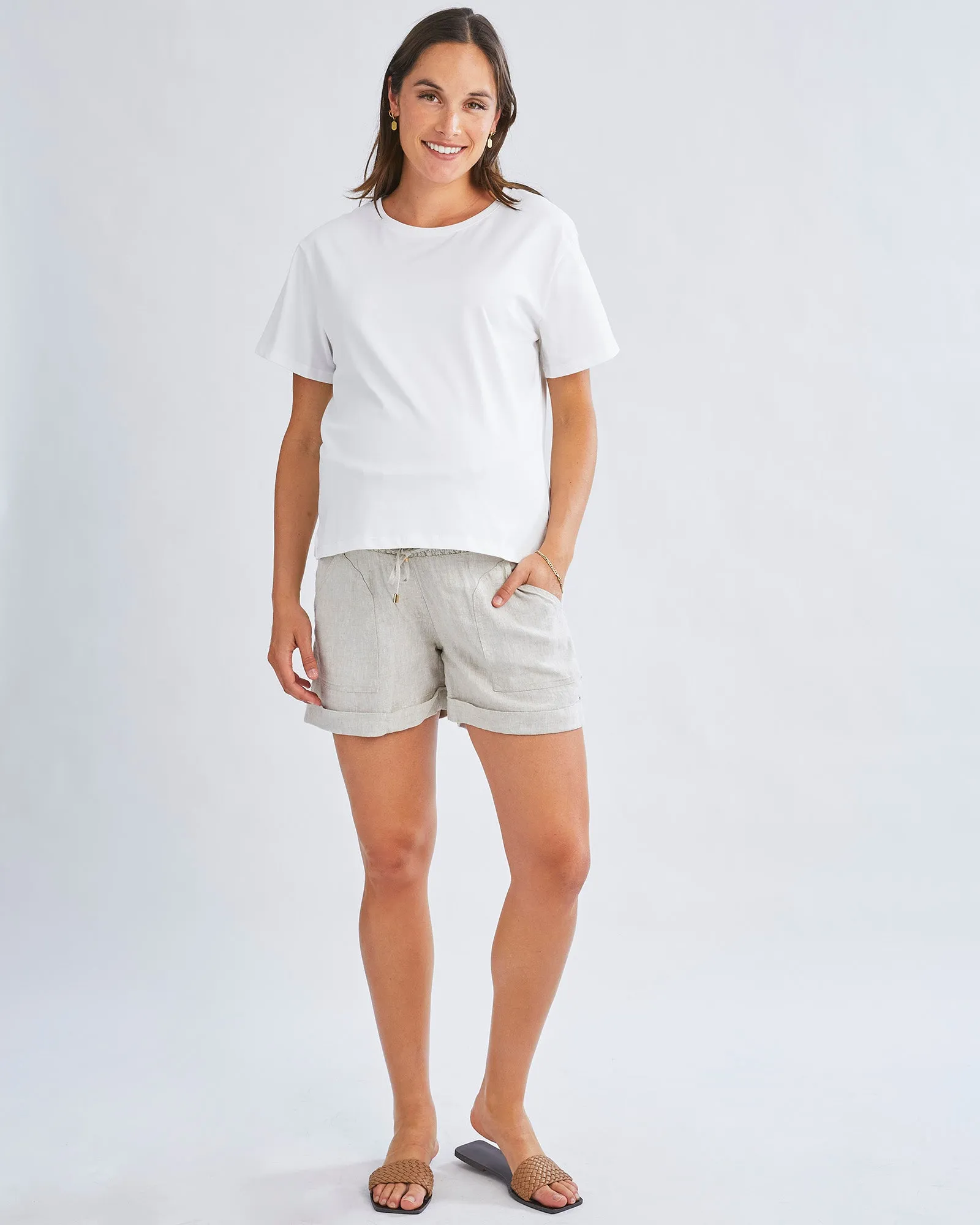 Versatile and Comfortable Maternity Cotton Tee in White