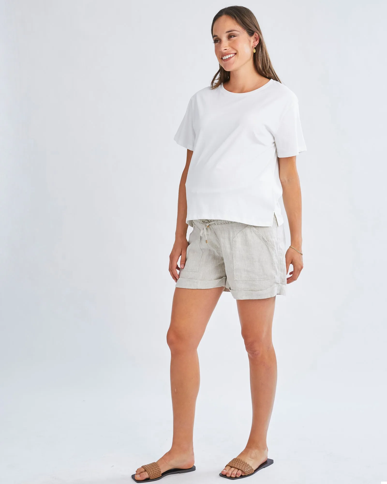 Versatile and Comfortable Maternity Cotton Tee in White