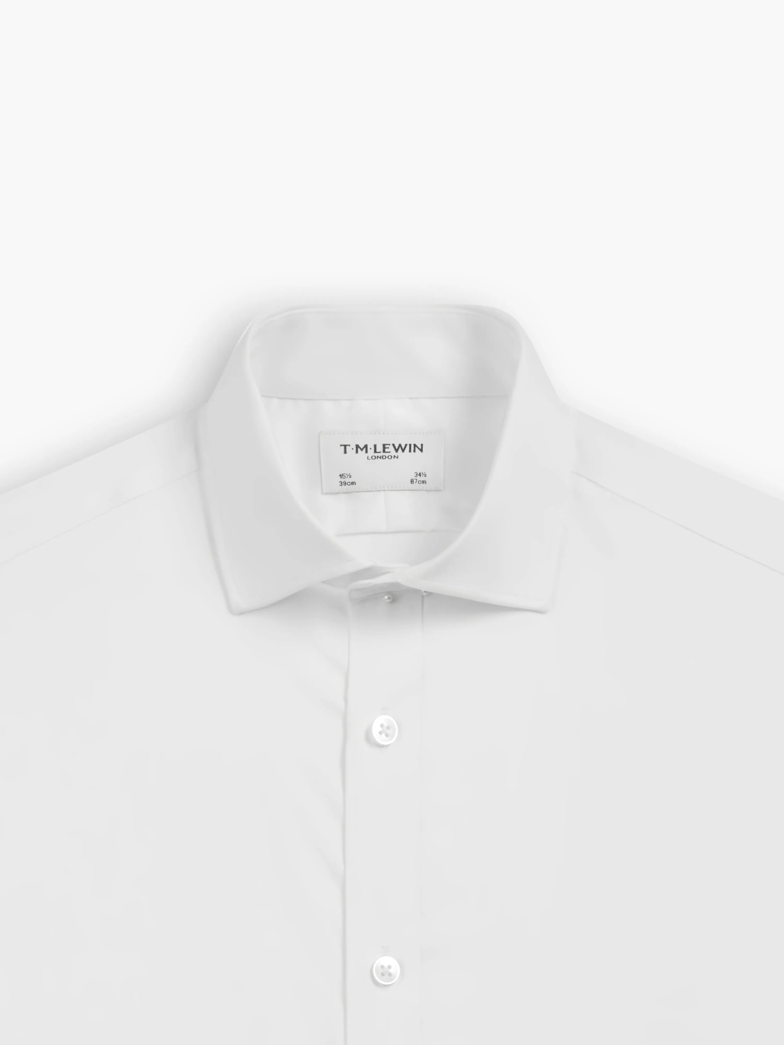 White Fine Twill Fitted Double Cuff Cutaway Collar Shirt