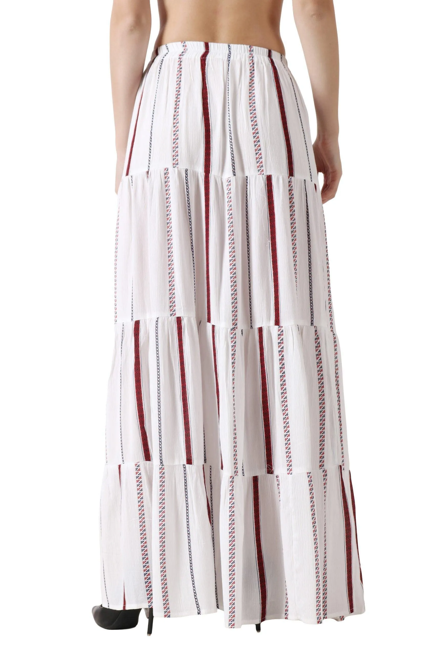 White Multicolored Striped Skirt