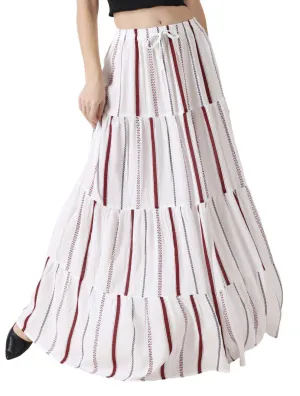 White Multicolored Striped Skirt