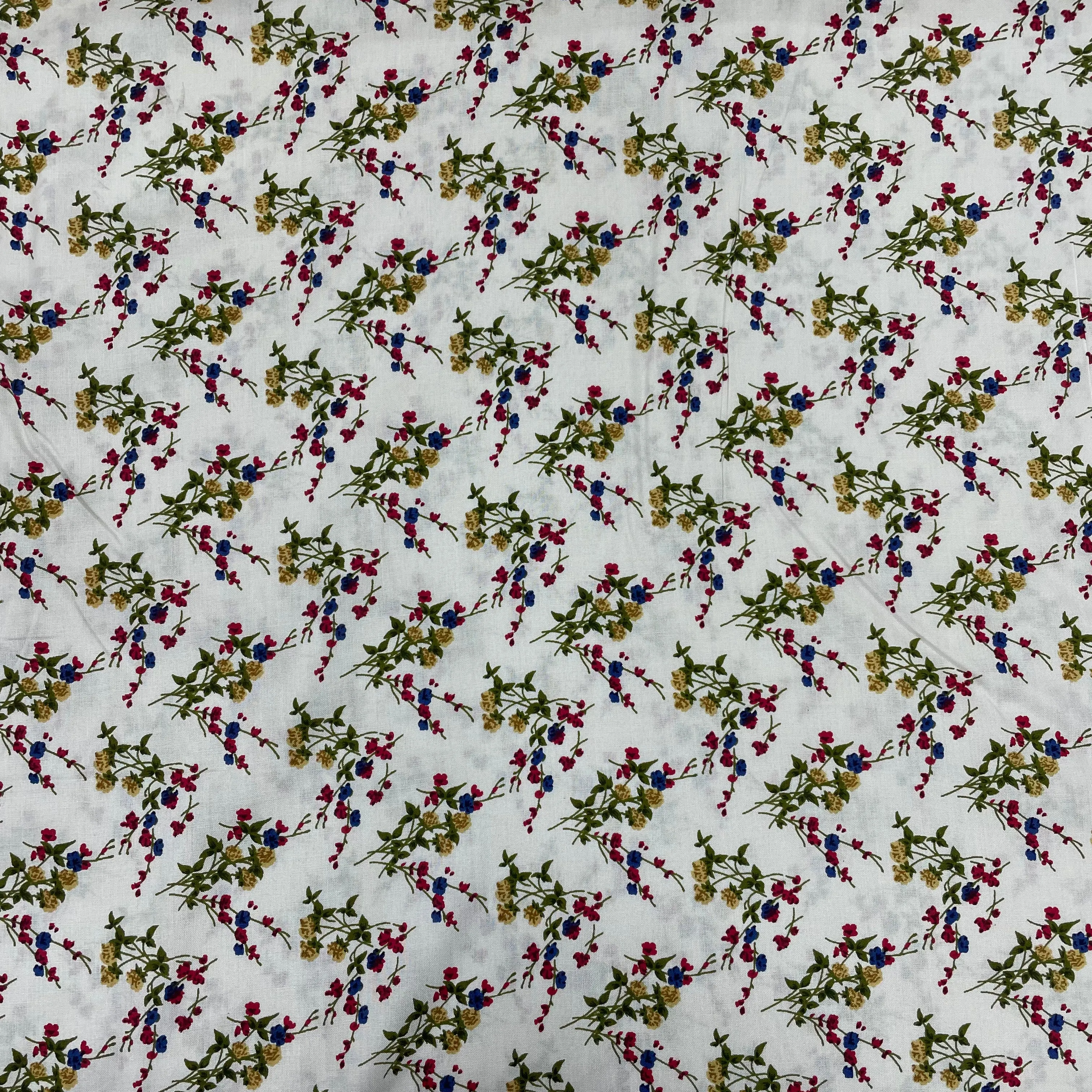 White With Yellow Floral Print Rayon Fabric