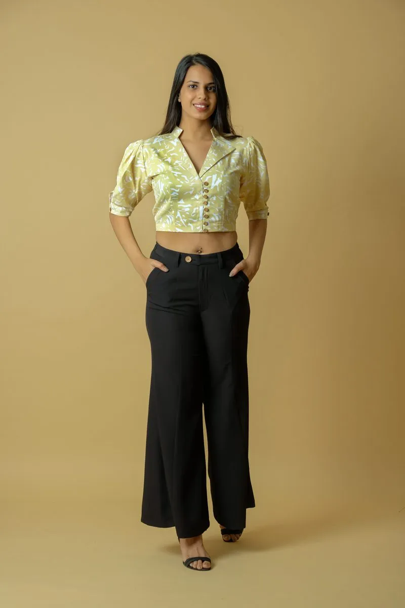 Women's Evening Collared Crop Top