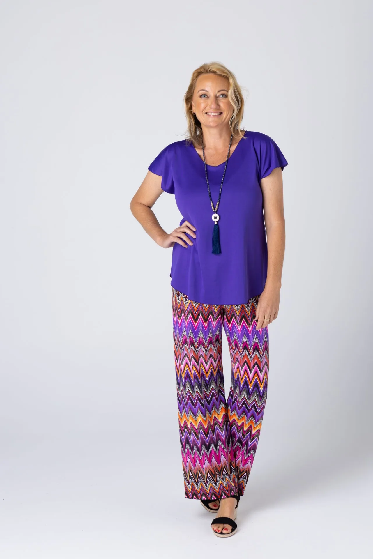 Zag Wide Leg Jersey Palazzo Pants