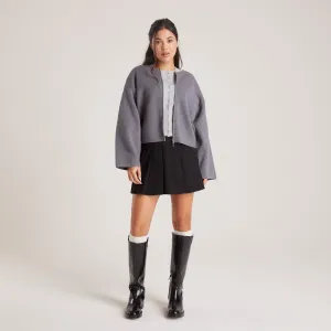 Zip-Up Cardigan - Charcoal